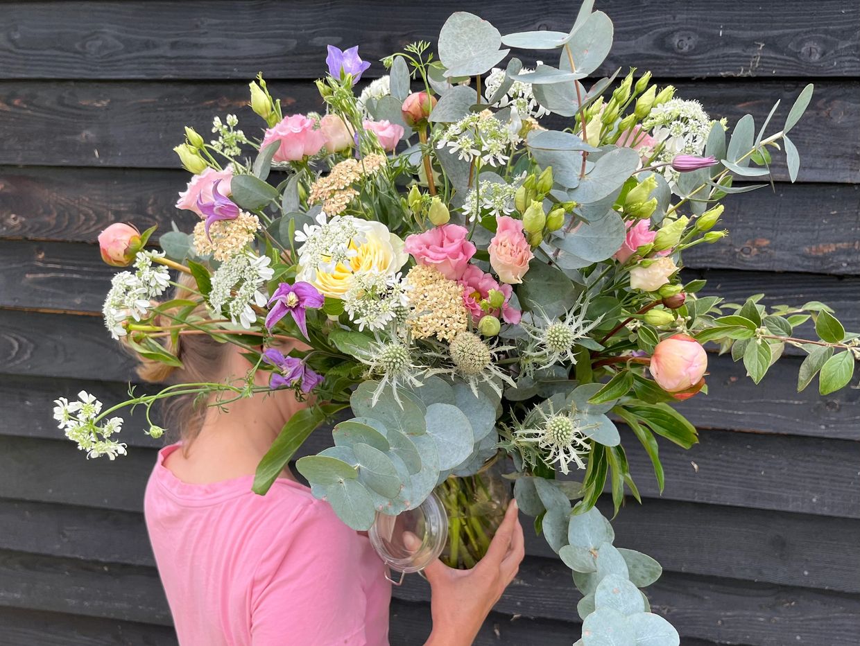 Seasonal flowers in a vase