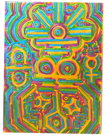 "Neon Lights" Acrylic on Canvas 14in x 14in; $40