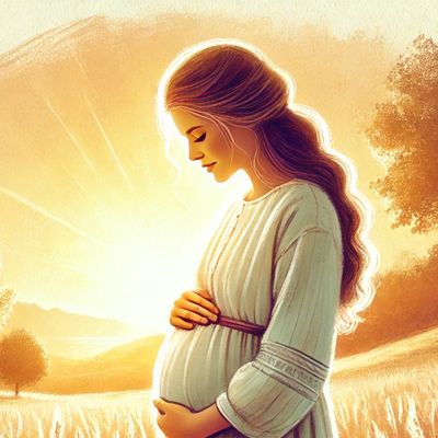 The divine beauty and peace of a nurturing mother during pregnancy.