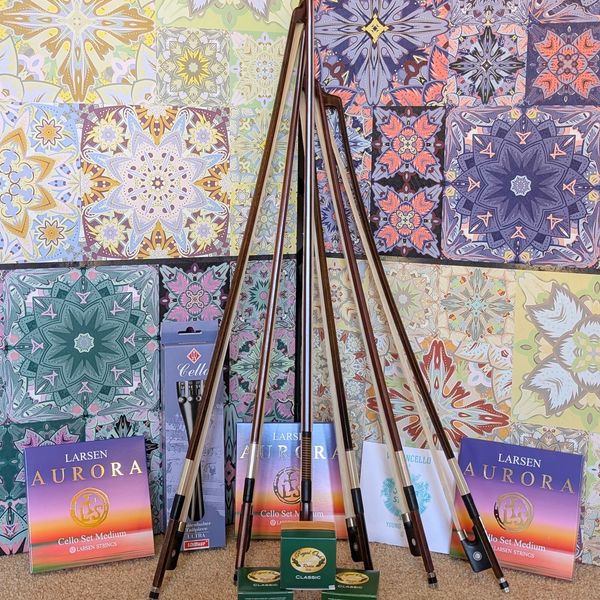 Bows, Larsen Aurora Strings, and Rosins