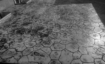 Stamped rustic concrete patio