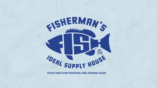 Logo for Fisherman's Fish Ideal Supply House, a boating and fishing shop.