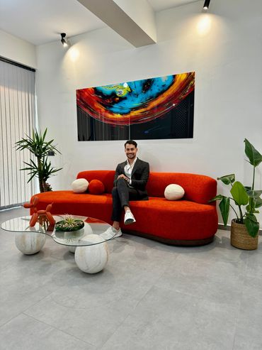 Dr. Kerem Karaçor at the clinic’s welcoming lounge | Modern dental clinic interior in Marmaris