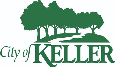 City of Keller logo green trees and golf course in background with word City of Keller Celtic look