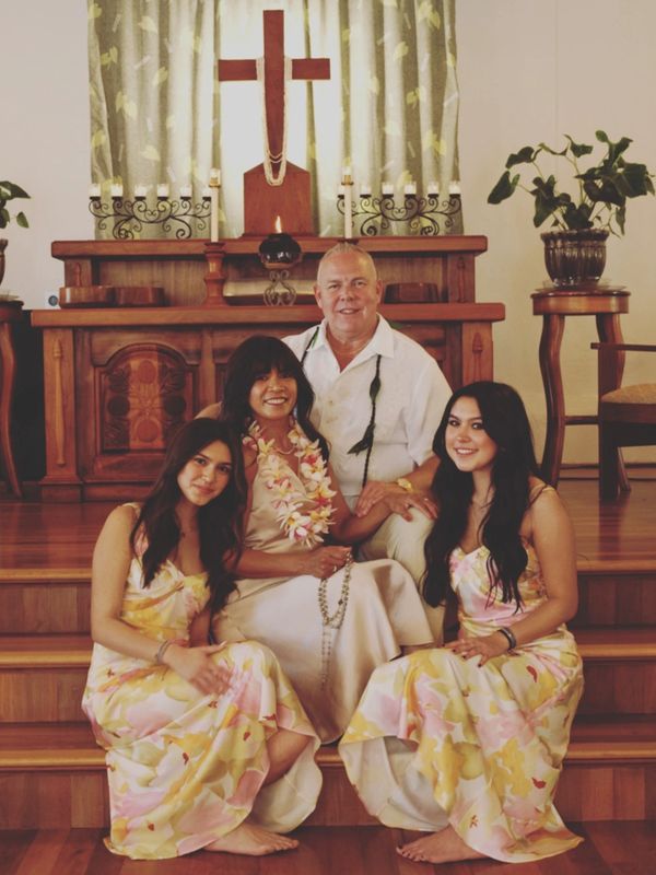 Family sitting in church