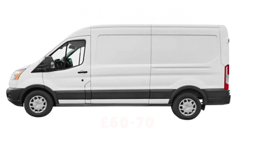 White delivery van with rental price £270-470 for small to large vans.