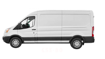 White delivery van with rental price £270-470 for small to large vans.