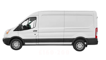 White large van with rental price £150-190 for small to large vans.