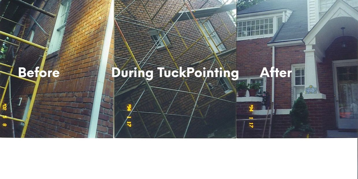 Tuckpointing Brick Veneer. before and after  Fort Worth TX