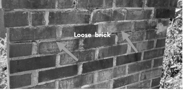 example of repair crown of chimney loose brick Stephenville TX
