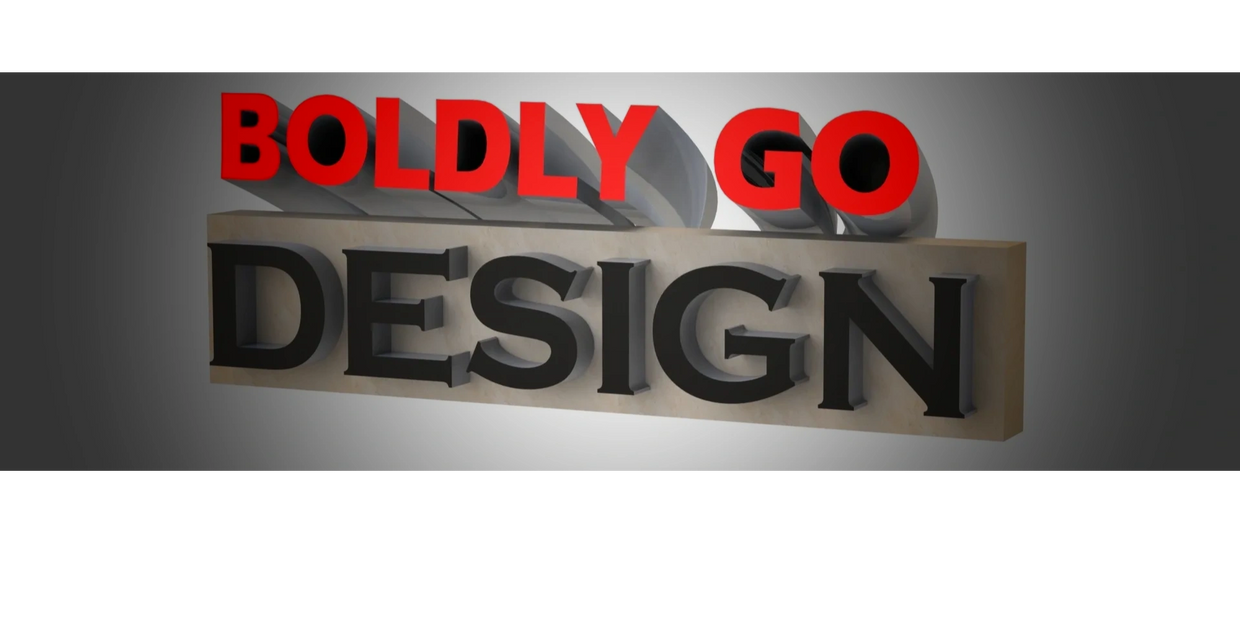 Boldly Go Design-Solid Text logo created with SolidWorks