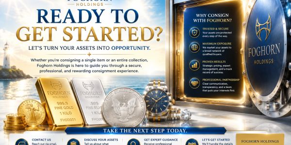 Foghorn Holdings asset consignment advertisement offering expert guidance and secure service.