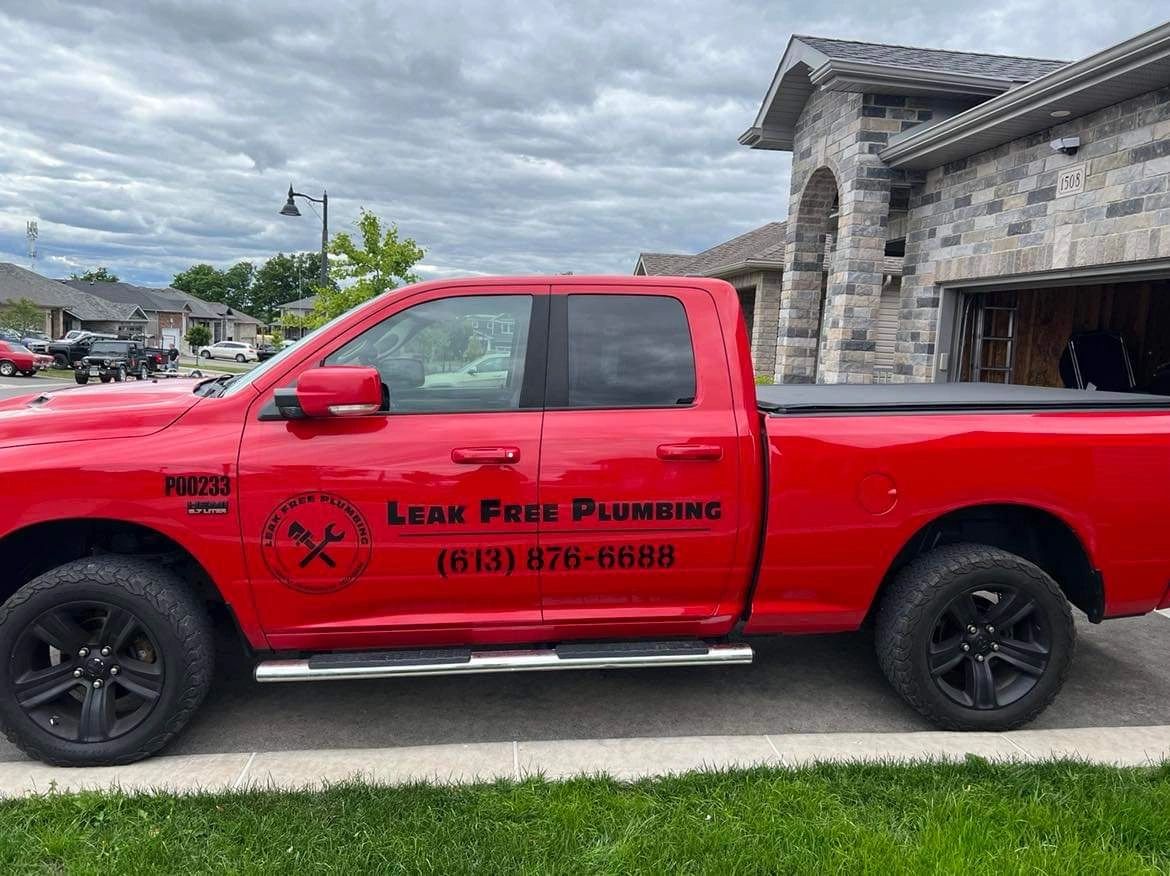 Plumbing work truck with company name ,logo and phone number