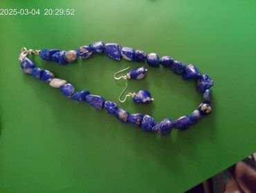 beautiful lapiz set made by hand. Sterling silver , natural stones