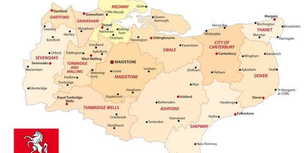 An image of the Kent area and its boroughs
