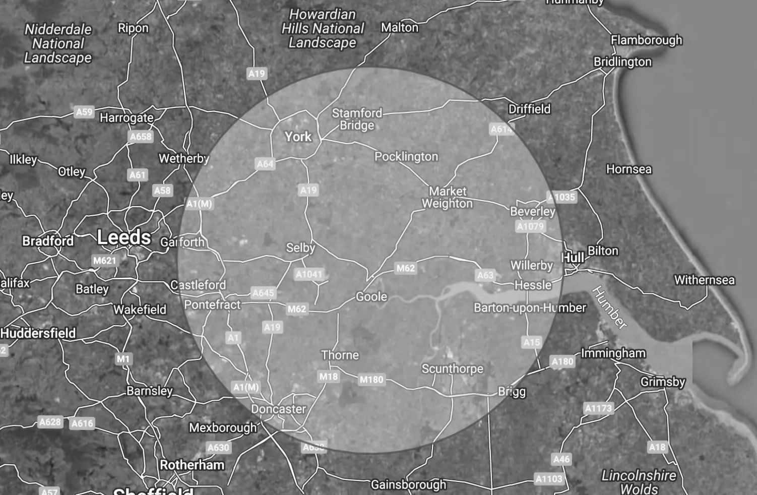 A map of areas covered