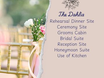Wedding venue features listed for The Dahlia including ceremony and reception sites.