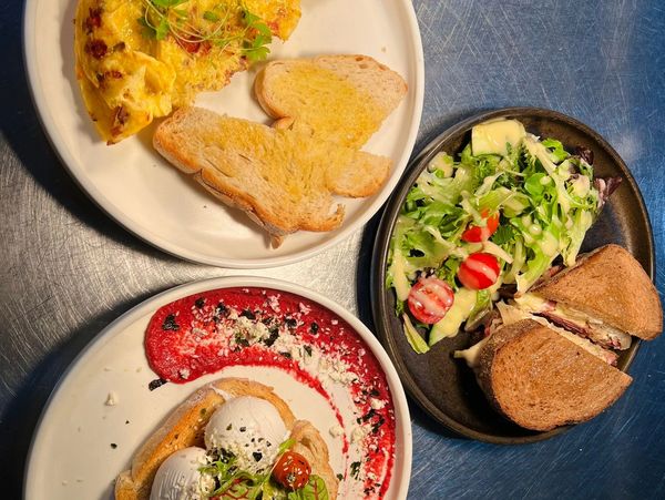 Country-style Omelette, House Classic Reuben Sandwich, and Crushed Avocado Tartine
