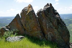 Painted and decorated ancient stone ruins at Jackson Butte
