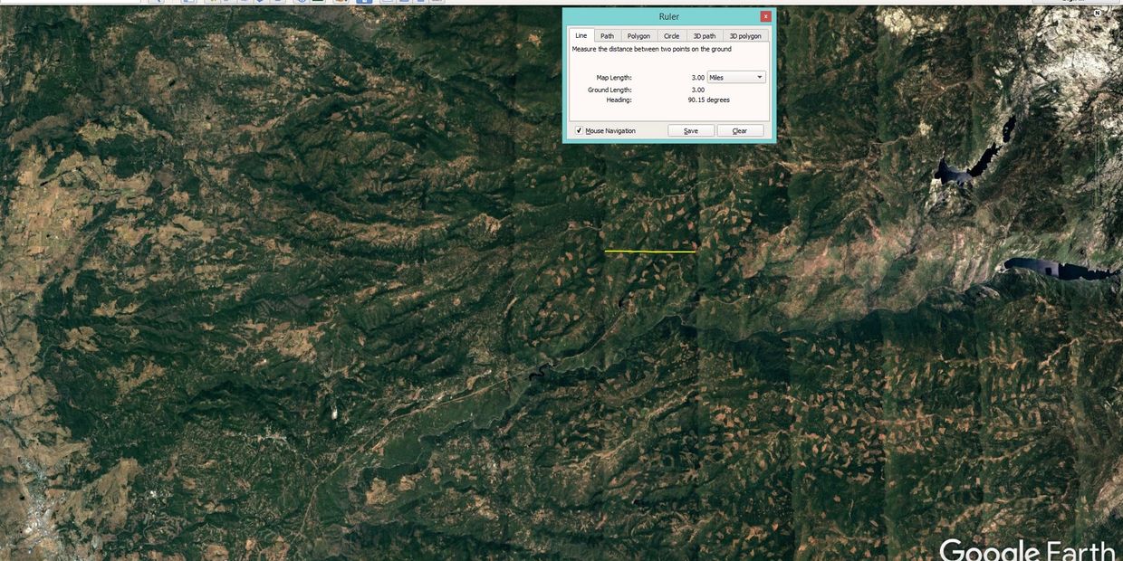 Amador County parallel lines spaced 3 miles apart uniformly in actual topography