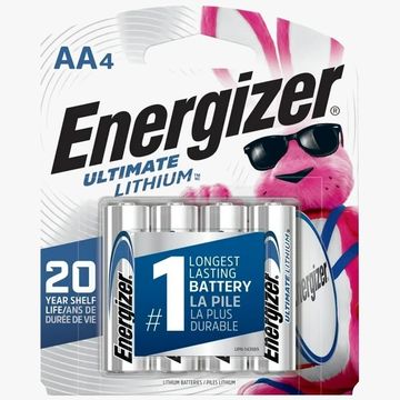 Energizer Ultimate Lithium AA batteries with longest lasting power, pack of 4.