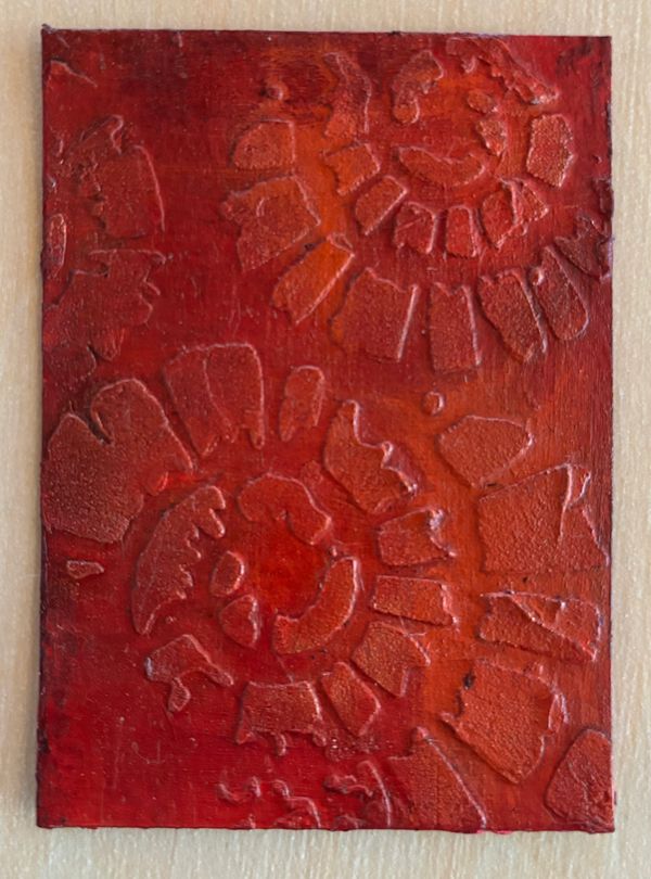 ACEO Art Card Crimson Ammonite #1