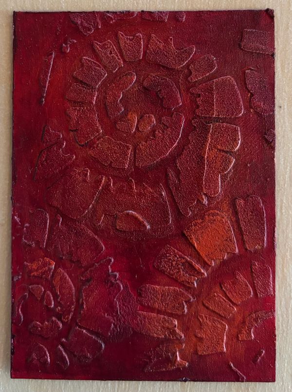 ACEO Art Card crimson ammonite #3