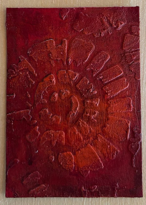 ACEO Art Card crimson ammonite #4