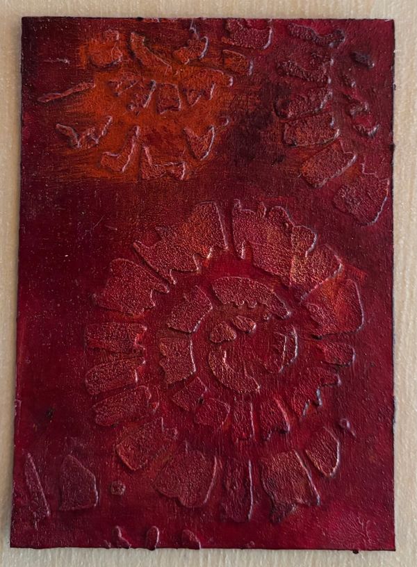 ACEO Art Card crimson ammonite #7