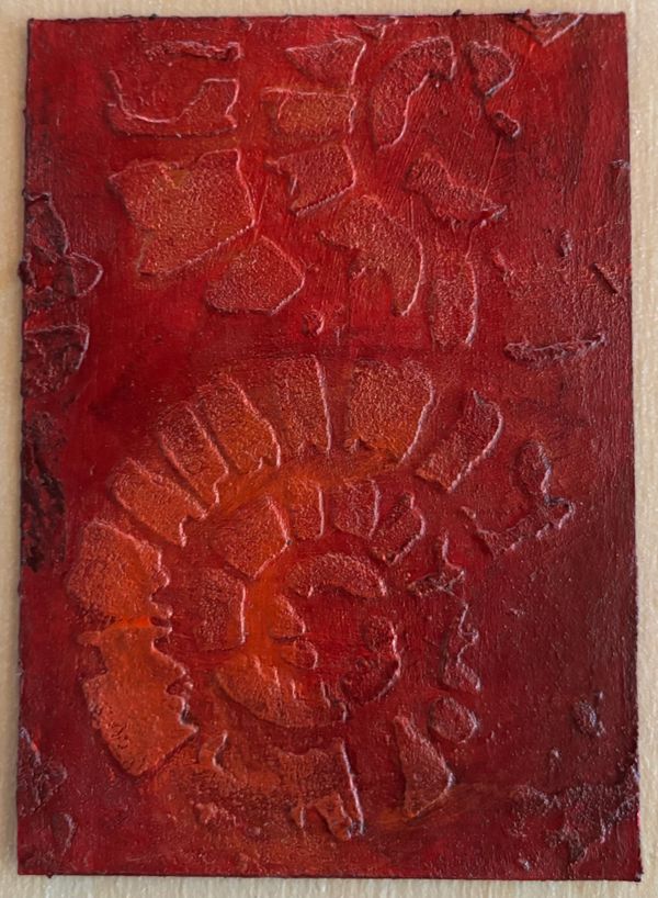 ACEO Art Card crimson ammonite #8