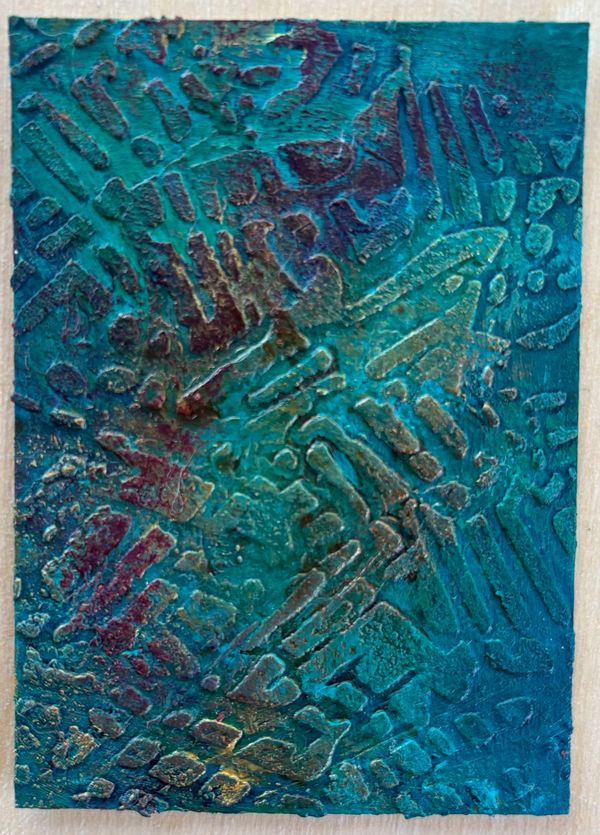ACEO Art Card turquoise texture #1