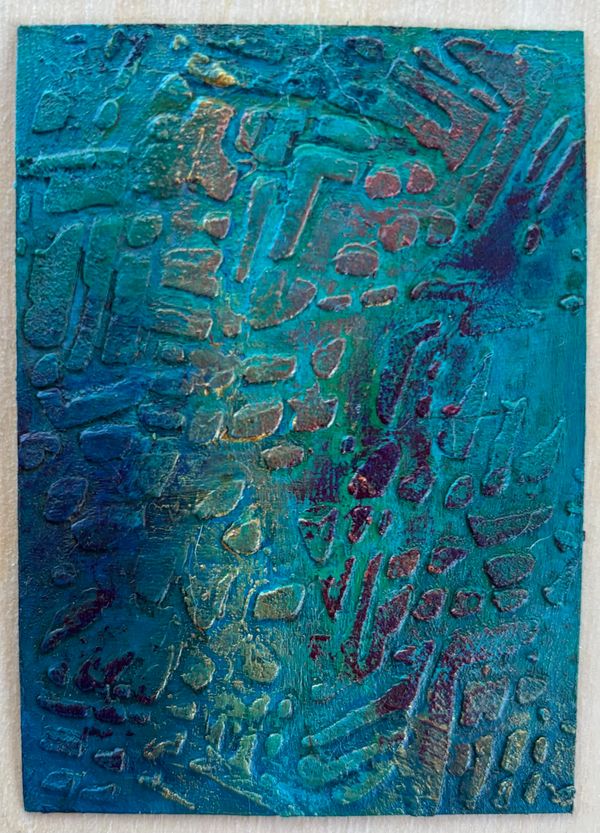 ACEO Art Card turquoise texture #2