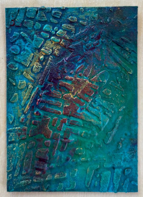 ACEO Art Card turquoise texture #3