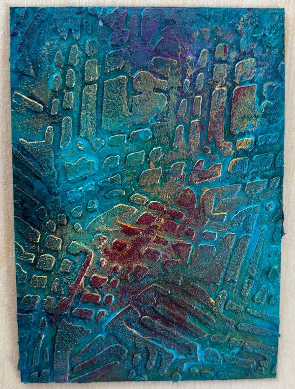 ACEO Art Card turquoise texture #4