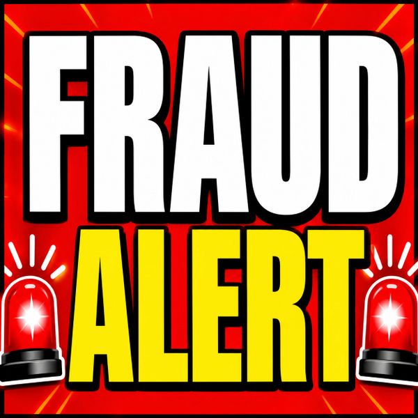 Bright sign with FRAUD ALERT text and red siren lights.