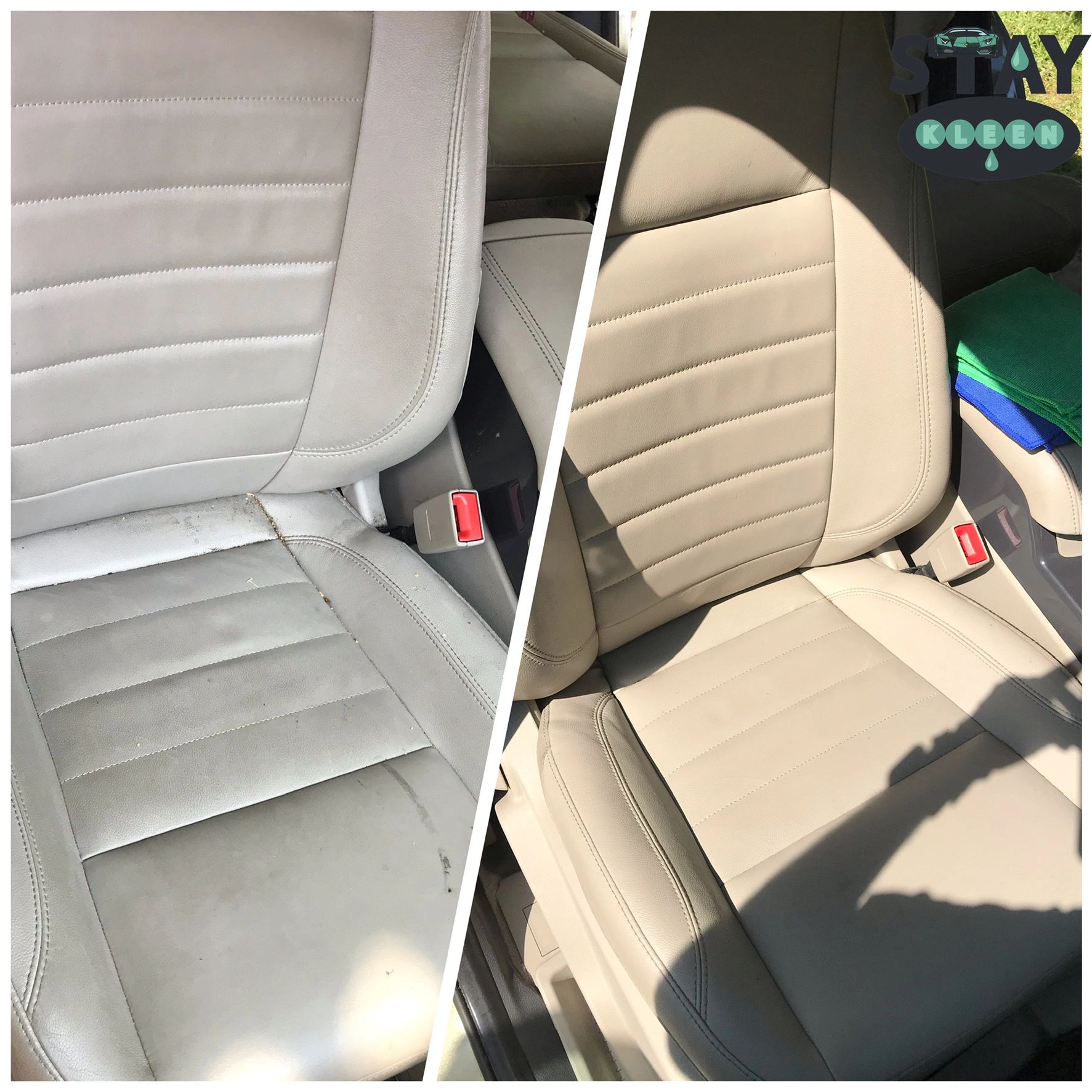 Ford Escape Before & After Leather seats cleaned and conditioned 