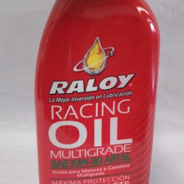 Botella de aceite para motor RALOY Racing Oil.