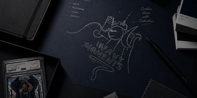 Creative branding workspace for visual storytelling, marketing, and trading card brands.