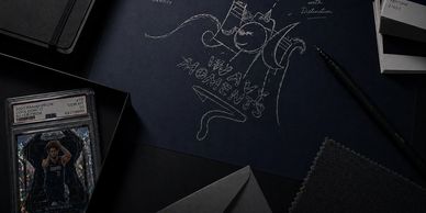 Creative branding workspace for visual storytelling, marketing, and trading card brands.