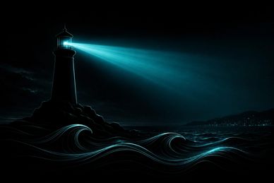 A lighthouse and waves sketch that symbolizes business promotional strategy and positioning