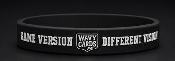 Wavy Cards collectible wristband featuring Same Version Different Vision slogan.
