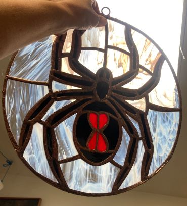 A black widow suncatcher made for a wild desert dweller somewhere in the Chiricahua Mountains.