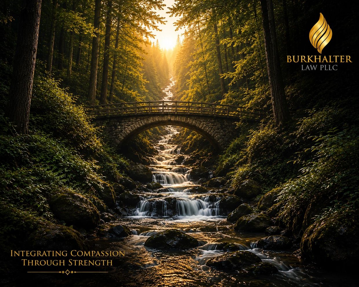 Sunlit Pacific Northwest waterfall symbolizing hope, safety, and new beginnings.