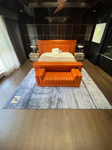 Handmade Moroccan Berber rug with minimalist black lines