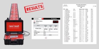 Race timing system displaying results for William Moore in a 5K race.