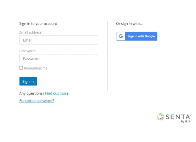 Senta client portal login screen for Creekside Accounting clients