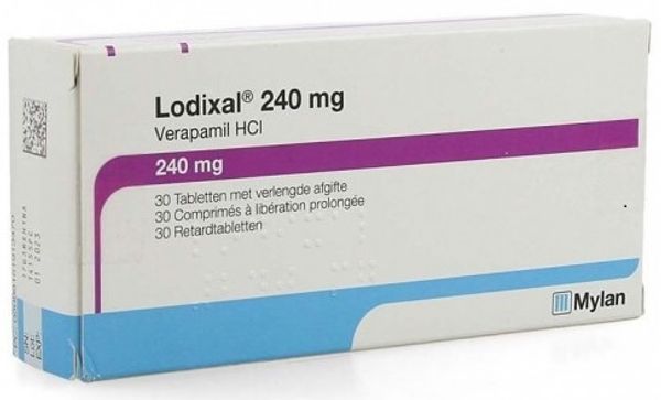 Lodixal 240 mg, a calcium channel blocker used to treat conditions like high blood pressure.