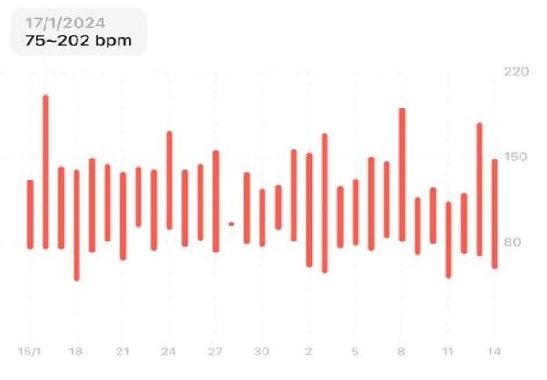 This image shows a comparison of my heart rate during physical activity over time.