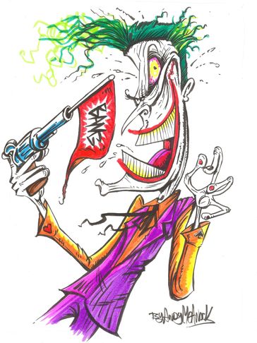 The caricature of the Joker.