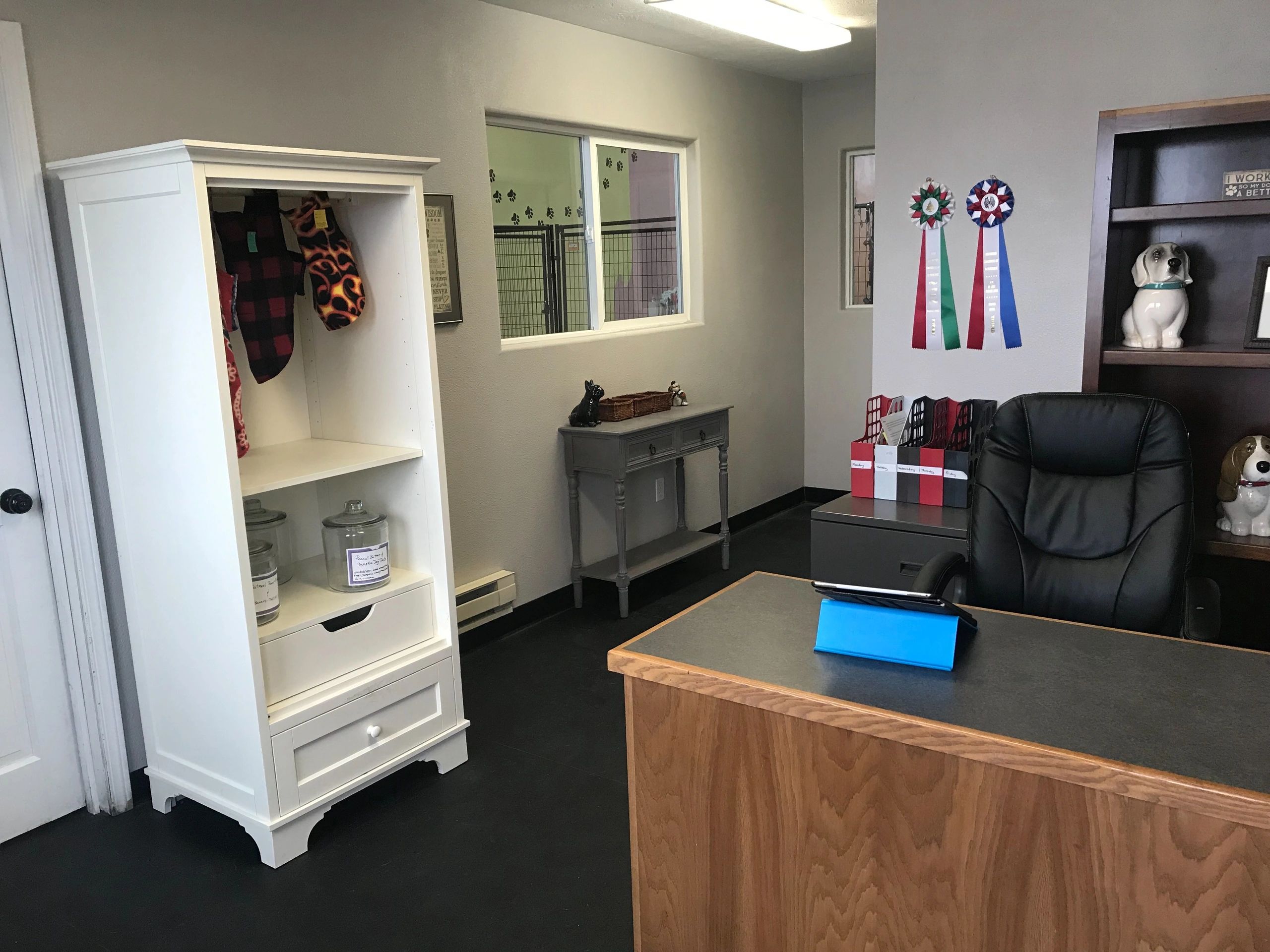 Office space in dog daycare on grooming side